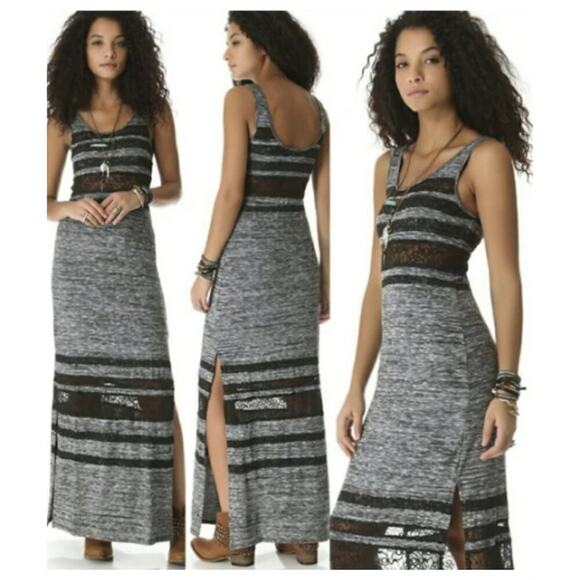 Free People Women's Hazy Days Maxi Dress Gray Black Size S - Picture 1 of 8
